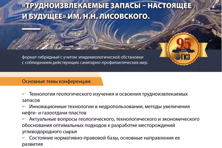 15-16 декабря 2021 года пройдет научно-практическую конференцию «Трудноизвлекаемые запасы – настоящее и будущее» им. Н.Н. Лисовского